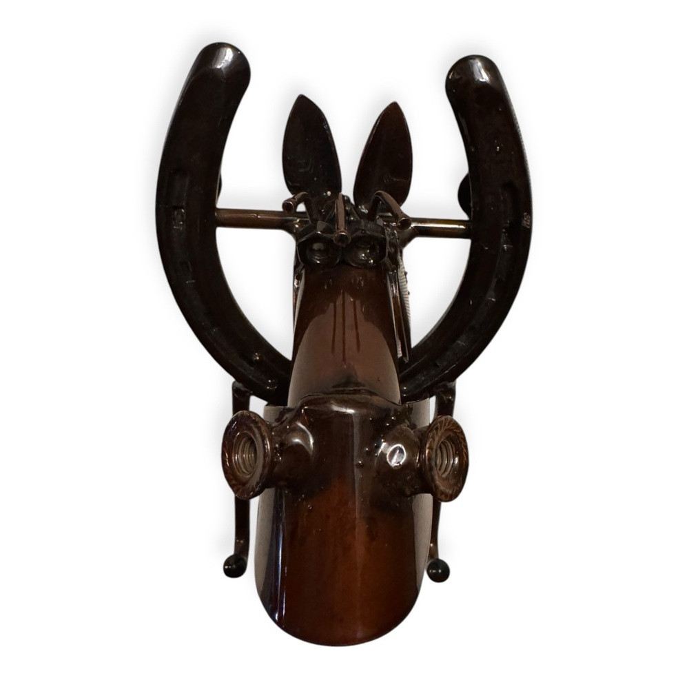 Horseshoe Horse Wall Hook, Brown Glaze Welded St Croix Forge Equestrian Tack - Picture 4 of 7